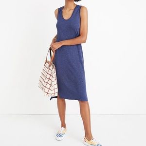 Madewell Jersey Tank Dress, Sleeveless Slip Dress, Medium, Heathered Navy Blue